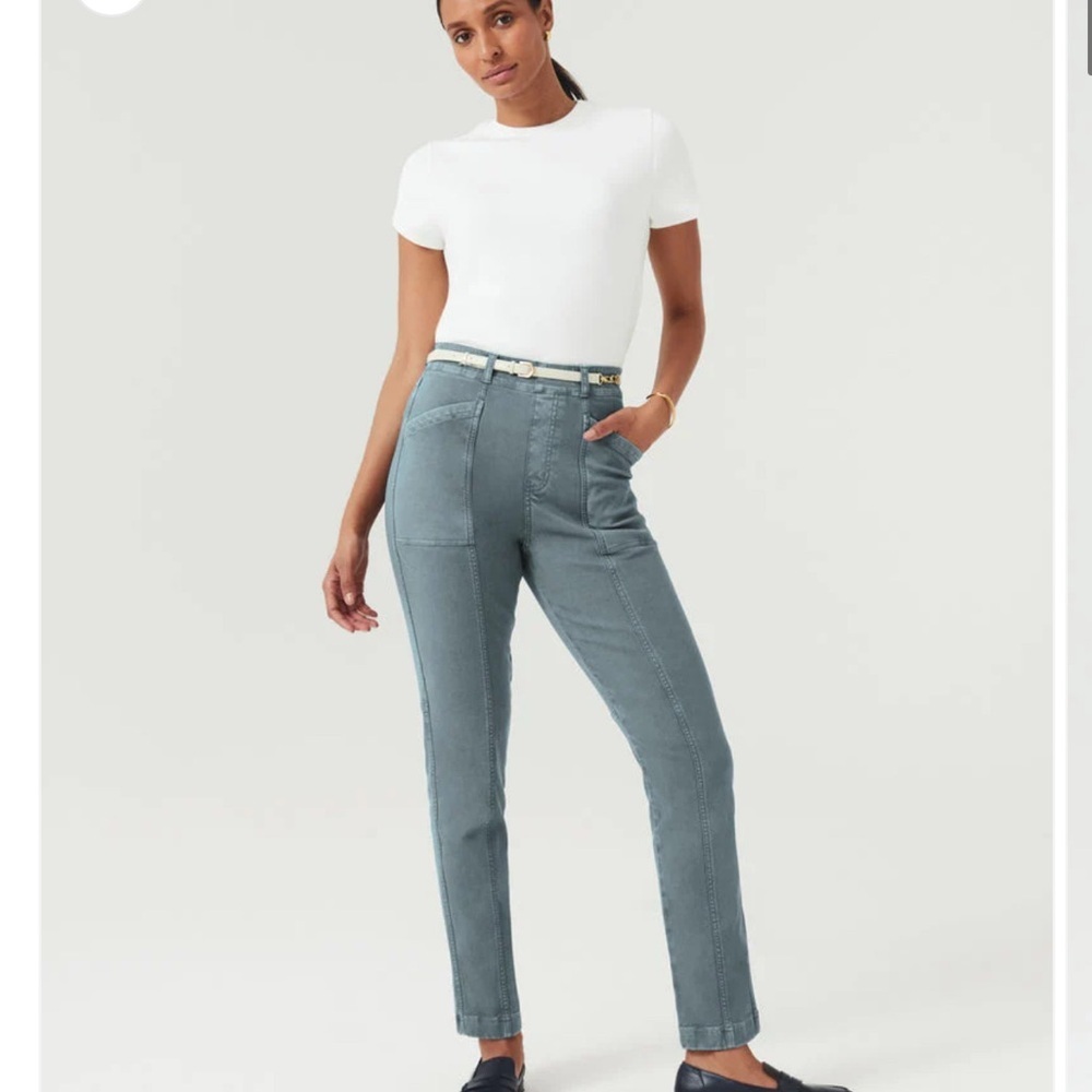 Spanx Stretch Twill Straight Leg Pant-Hazy Grey Blue